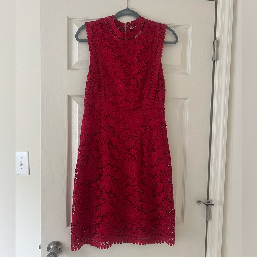 June Ivy Red Lace Dress - M